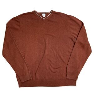 Old Navy Mens Brown Ribbed V Neck Pullover Sweater Size Large Preppy Academia